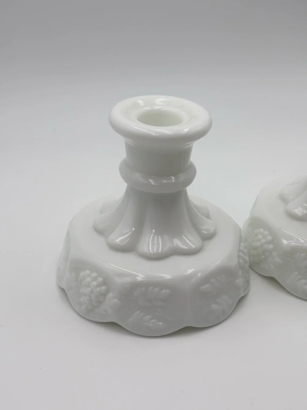 White‎ Decorative Milk Glass Candlestick Pair